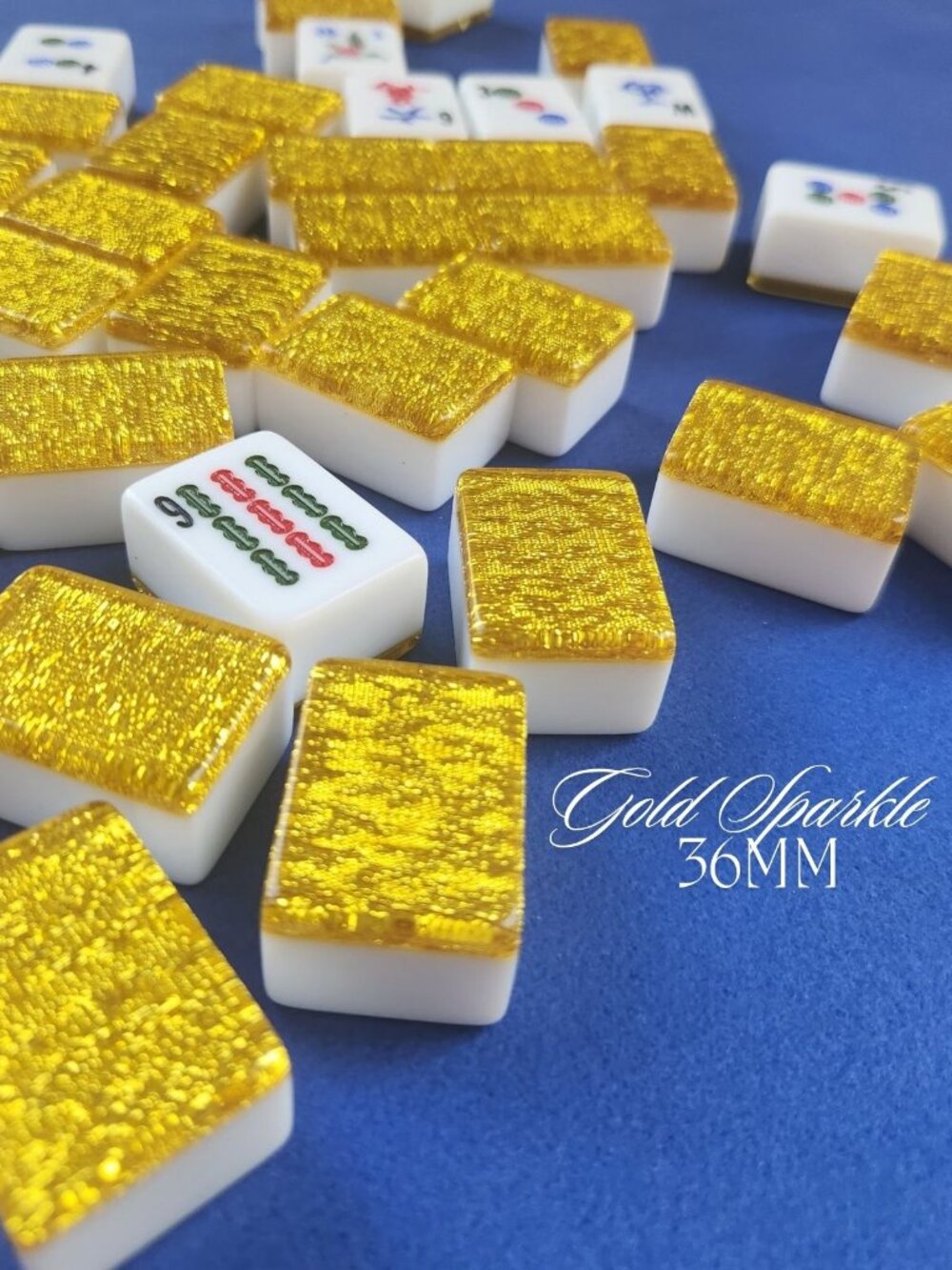 Automatic Mah Jongg Tiles Designer Series - Gold Sparkle (36mm)